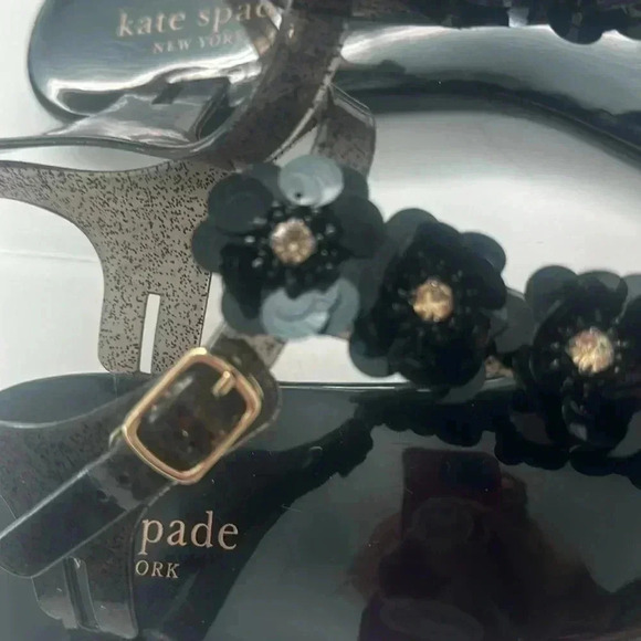 Kate Spade Farrah Shiny Rubber Jelly Sandals Black Women's Size 8 - Picture 5 of 6